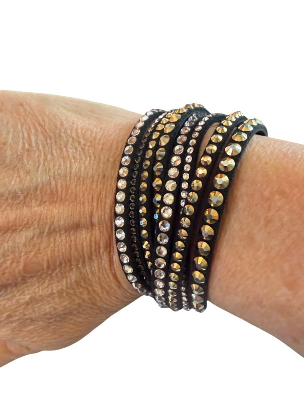 Swarovski Slake Black Crystal Double Wrap Bracelet Adjustable - Retired
